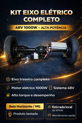 KIT EIXO TRASEIRO ELÉTRICO 48V 1000W COMPLETO COM MOTOR