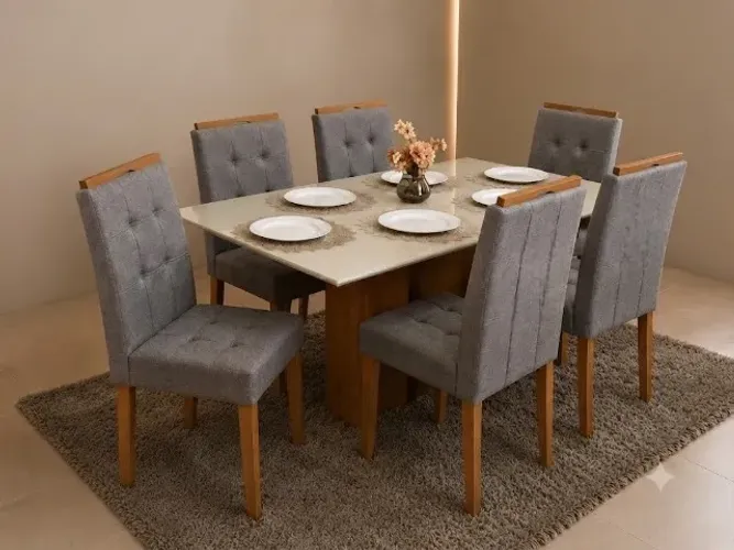 Mesa de Jantar Las Vegas com 6 Cadeiras