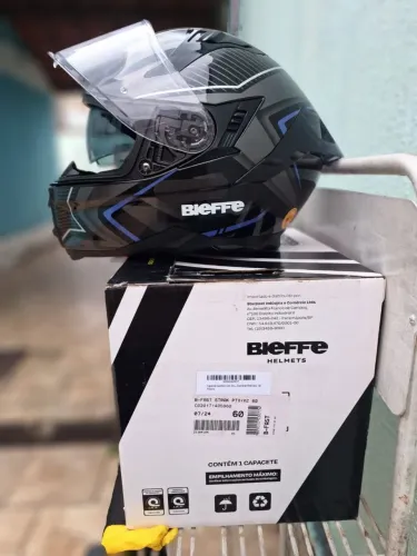 Capacete Bieffe B-Fast Stark Azul Esportivo Moto Masculino.
