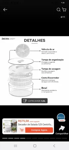 Centrifuga de saladas