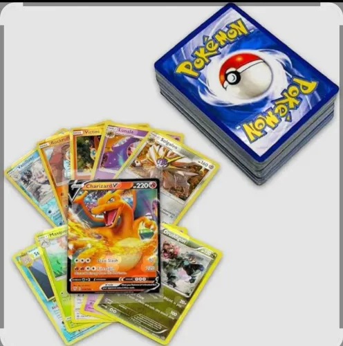 Lote 50 cartas pokemon incluindo 1 ultra rara 30 olograficas mais cartas raras