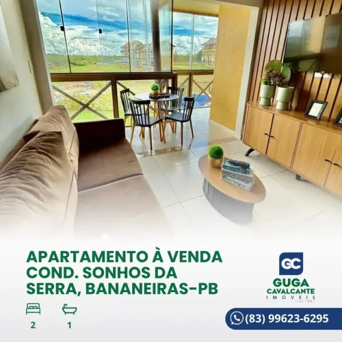 CONDOMINIO SONHOS DA SERRA EM BANANEIRAS. Belíssimo apartamento à venda no, com 61m2.