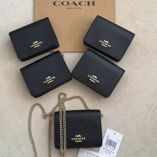 Bolsa Coach Mini Wallet on Chain Original em Couro Preto