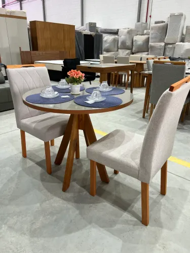 Mesa de Jantar Redonda com 2 Cadeiras NOVA