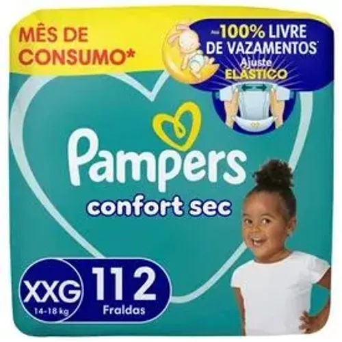 Fralda Pampers Confort Sec XXG 112 Unidade - Validade 2028