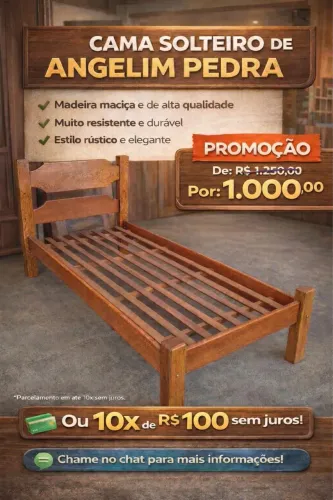 Cama solteiro - Angelim pedra