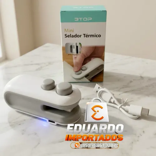 Mini Seladora Térmica de Embalagens, Portátil USB Recarregável