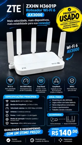 KIT 2 ROTEADORES ZTE ZXHN H3601P (usado)