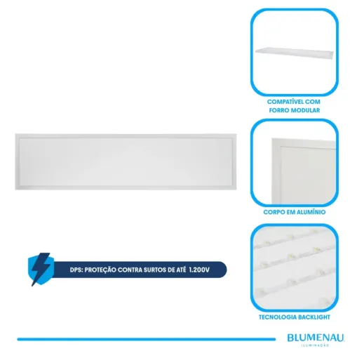 Painel LED Backlight 45W Sobrepor Retangular Bivolt 4.100K - Branco