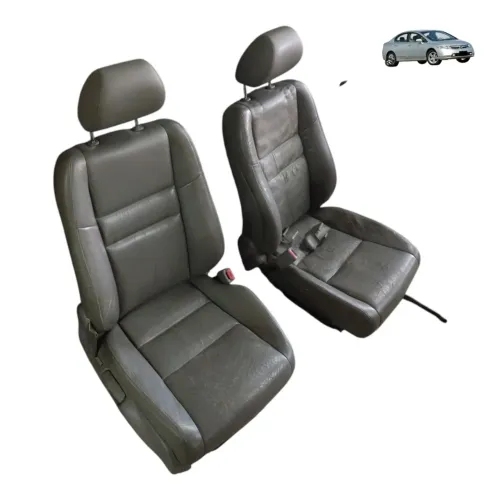 Par Banco Couro Dianteiro Honda Civic G8 2007 2011 Detalhe Cinza