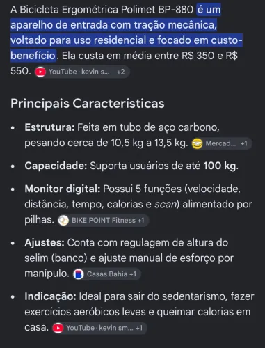 Bicicleta Ergométrica Polimet BP-880
