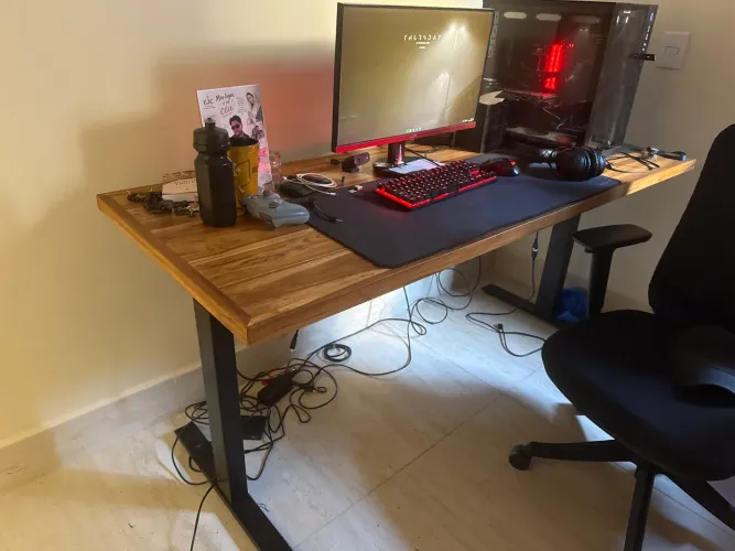 Mesa Ergonômica C/ Regulagem De Altura E Sistema Anticolisão Preto