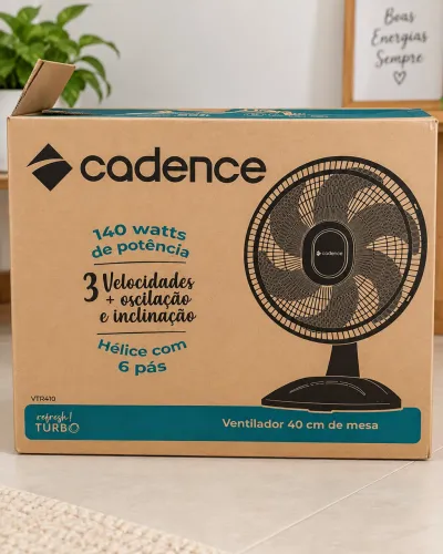 Ventilador de Mesa Cadence Refresh Turbo VTR410, 40 cm NOvo.