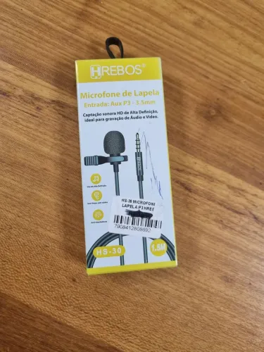Microfone de Lapela Hrebos HS-30 P3 3,5mm