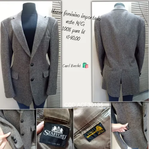 Blazer feminino importado 100% pura lã 