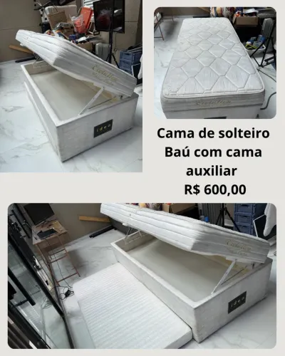 Cama de solteiro Baú com cama auxiliar   R$ 600,00
