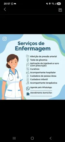 Cuidadora infantil e de pessoa idosa/acompanhe hospitalar