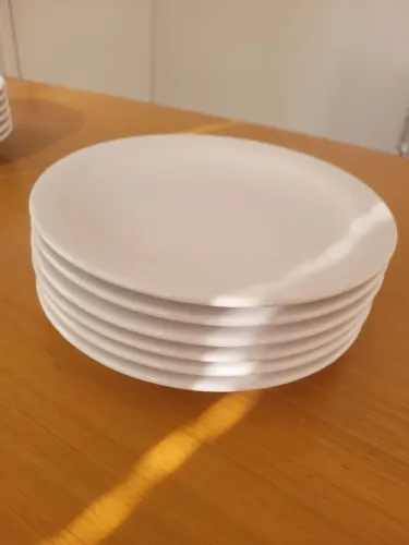 6 Pratos Rasos Oxford Porcelana Branca - Excelente Estado