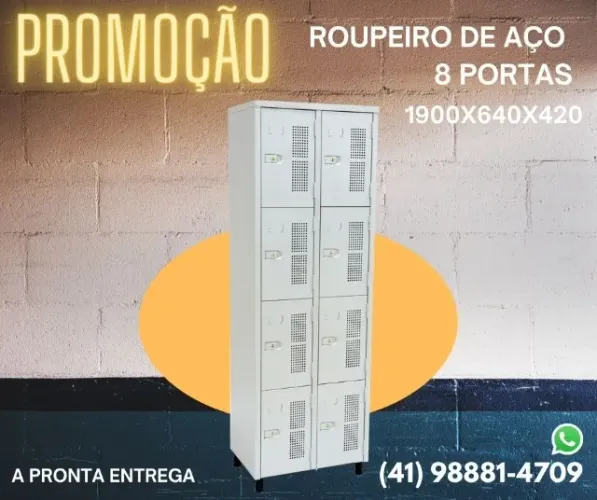 Roupeiro de aço 8 portas para vestiário