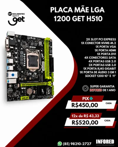 Placa-mãe LGA 1200 GET H510