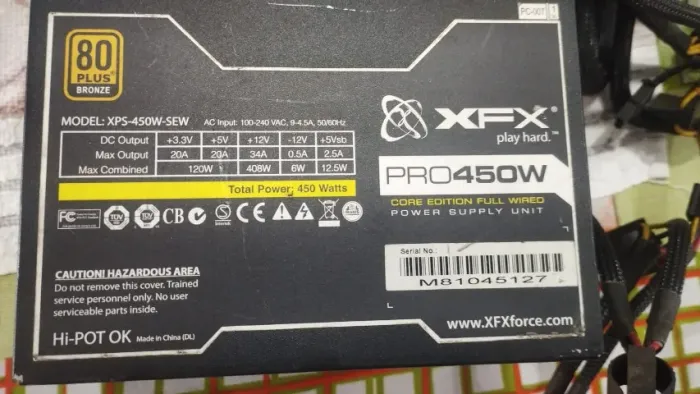 fonte XFX 450W 80PLUS