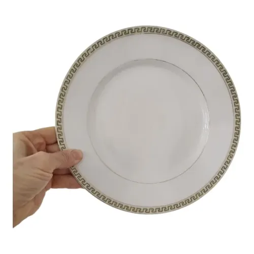 Pratos Rasos Porcelana Portuguesa Vista Alegre Borda Grega Fio Dourado - 5 Unidades