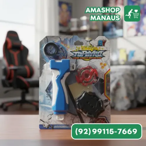 Beyblade Profissional com Ponta de Metal e Super Lançador