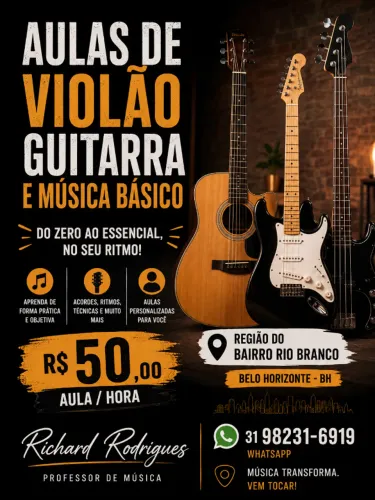 Aulas de violão, guitarra e musica basica.