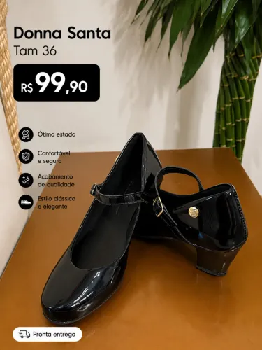Sapato Boneca Verniz Preto Donna Santa Tam 36 