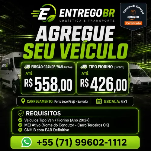 Agregue seu veículo com um parceiro de entregas Amazon