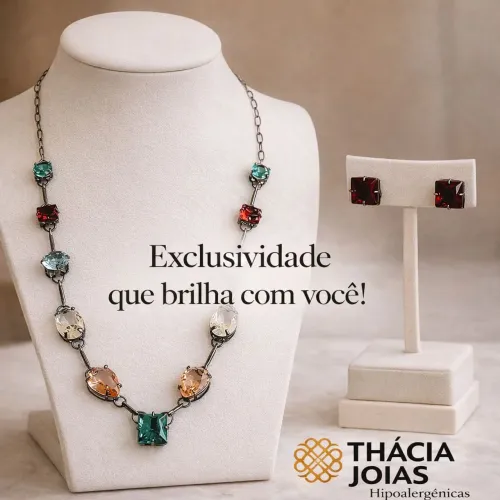 Conjunto colar e brinco luxo