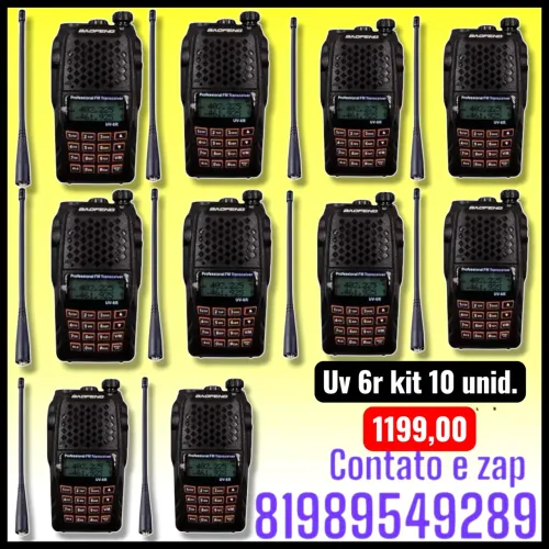 RÁDIO COMUNICADOR BAOFENG UV 6R KIT COM 10 UNIDADES