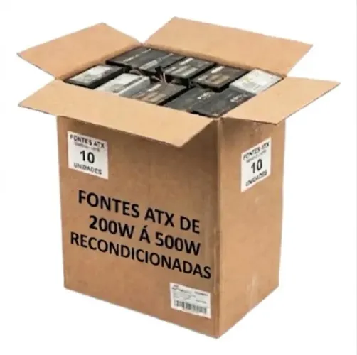 Fonte Atx Para Pc 250w A 500w - Kit Com 10 Unidades Cinza