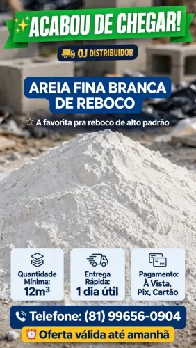 Areia fina branca de acabamento ? Areia de Fingir acabou de chegar!