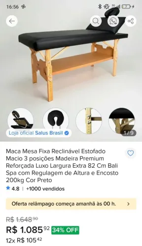 Maca mesa fixa reclinável.