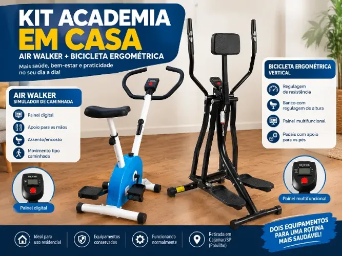 Kit Academia em Casa - Air Walker + Bicicleta Ergométrica