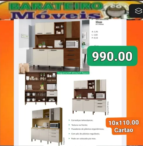 Armário de cozinha com repartimentos