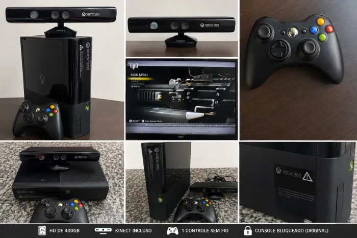 ? Xbox 360 Slim + HD 400GB + Kinect + Controle