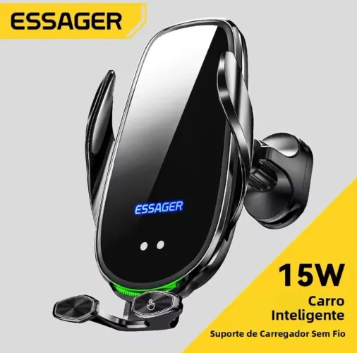 Suporte Automotivo Inteligente Com Carregador Wireless Essager 15w