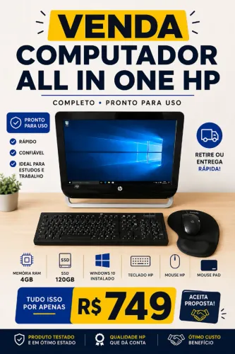Computador All In One HP - COMPLETO!!
