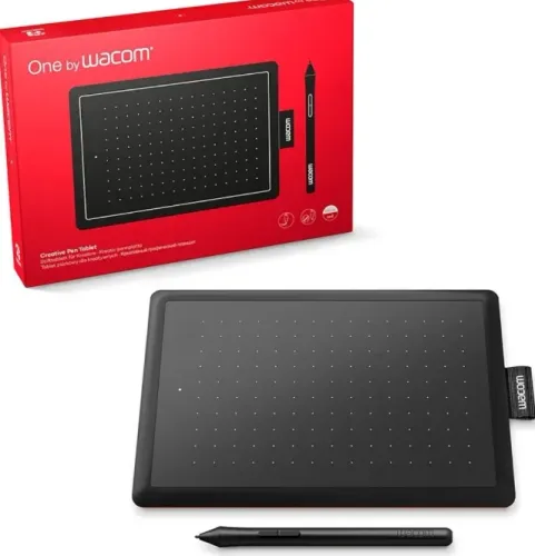 Mesa Digitalizadora One By Wacom CTL472, Pequena, Pen LP-190K, Preto e Vermelho