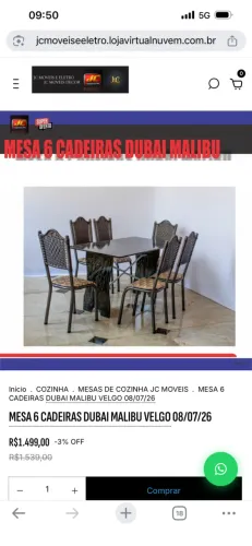 MESA 6 CADEIRAS DUBAI V
