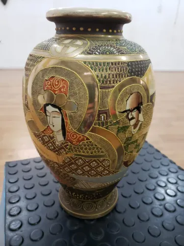 Vaso Japonês Satsuma 30 cm - Decorativo e Colecionável