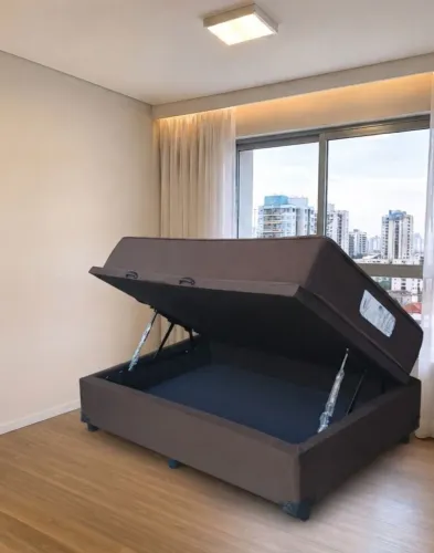 Cama baú solteiro com colchão.Entrego