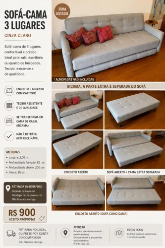 Sofá-cama semi novo!