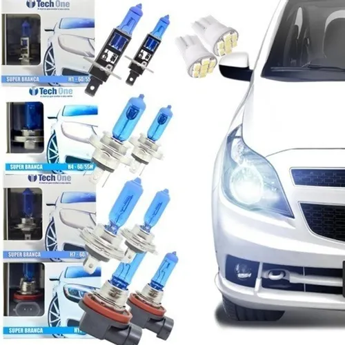Par Lâmpada Super Branca  H4 H7 H8 H1 H3 8500k Tipo Xenon 12v 55w Techone