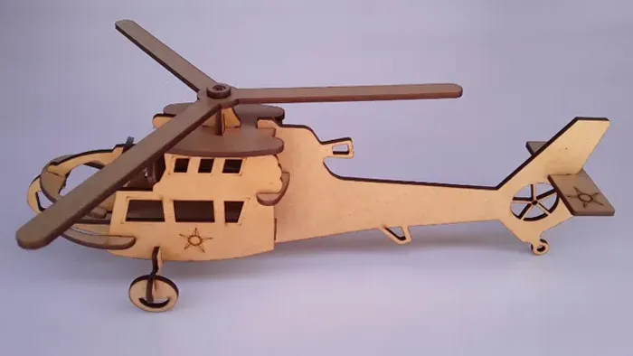 Helicóptero Mdf Madeira Wood Toy Quebra Cabeças 3d Brinquedo