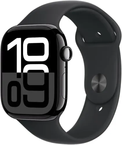 Apple Watch Series 10 GPS ? Caixa preta brilhante de alumínio - 46 mm ? Pulseira esportiva