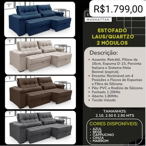 Sofá Retrátil Laus/Quartzo 2 Modulos