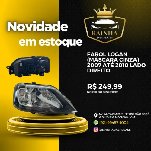Farol Logan (máscara cinza) 2007 até 2010 Lado Direito